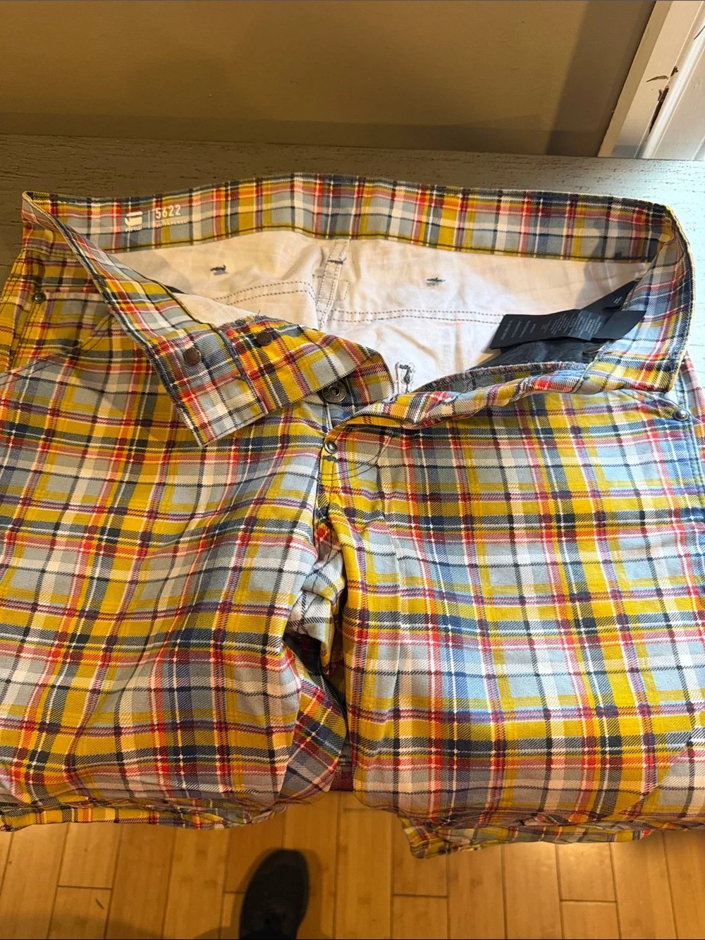 RAW Yellow Plaid Shorts 3d tapered - Picture 1 of 9